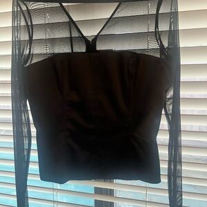 Forever 21 Vintage Y2K, Black Mesh Long Sleeve, Large, Zipper Top
